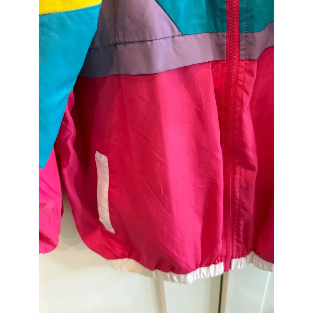 Funny Guy Mugs Retro 80s 90s Colorblock Nylon Windbreaker Jacket Pink Purple M